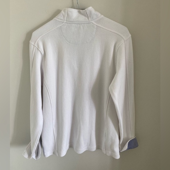 Orvis Pullover Top Sweatshirt Long Sleeves White w/ Striped Trim Cotton Sz M - Picture 2 of 6